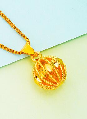 越南沙金镂空灯笼吊坠复古项饰