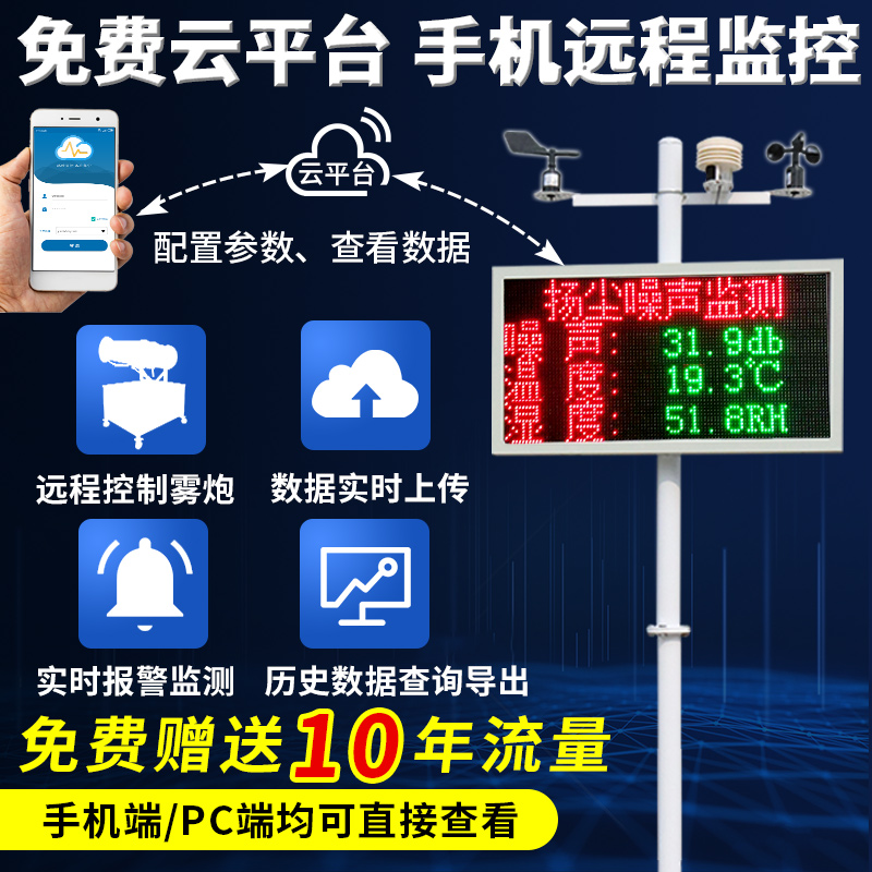 扬尘工地气监测系噪GOM声空质量MP2.5过检10粉尘环统境在线检测仪-图1