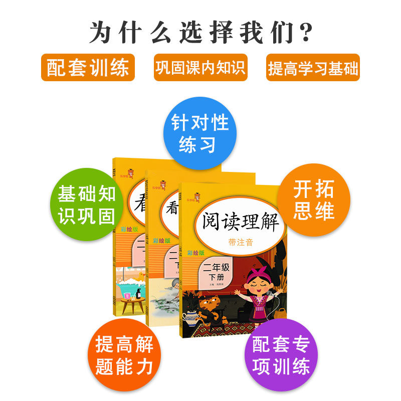 小学二年级下册 2021年新版 看拼音写词语+阅读理解+看图写话语文思维训练寒假作业人教版共3册语文拼音专项训练默写能手同步训练