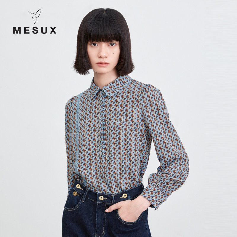 mesux米岫21秋波浪蕾丝花边女衬衫 MESUX米岫衬衫