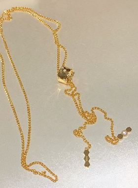 S925纯银长款六边形蜂巢衣服挂饰毛衣项链女轻奢高级感麦穗链配饰