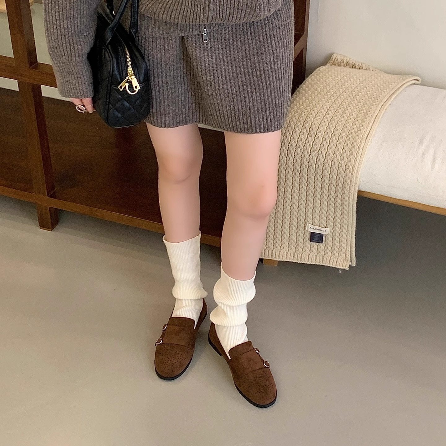 皮带扣乐福鞋女平底一脚蹬小皮鞋时尚加绒2025年秋冬单鞋豆豆鞋,淘宝优惠券,粉丝福利购,淘宝优惠卷