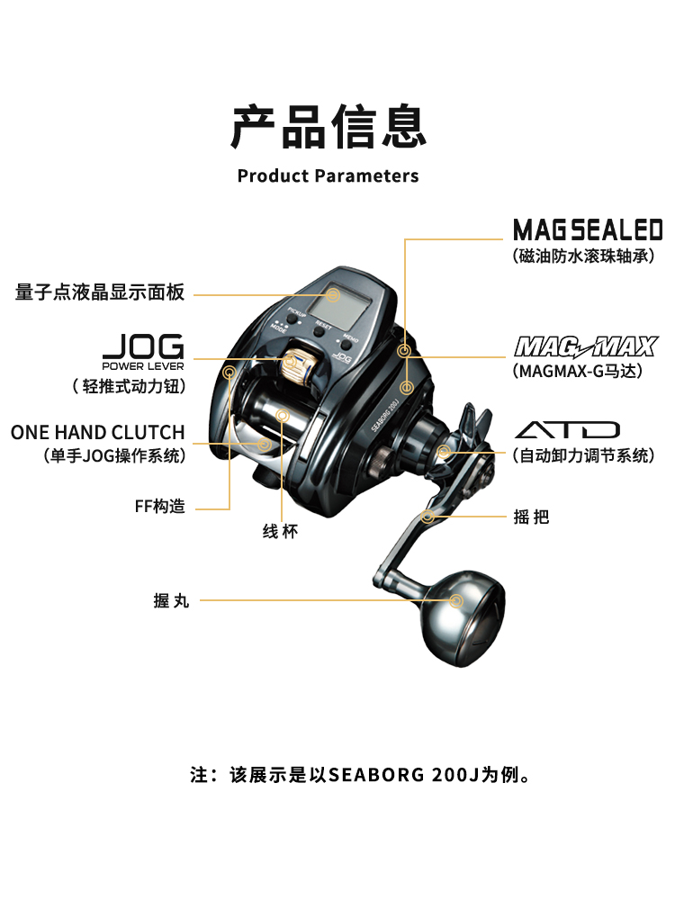 DAIWA达亿瓦 23新款SEABORG 手持电动轮船钓渔轮海钓铁板电绞轮 - 图1