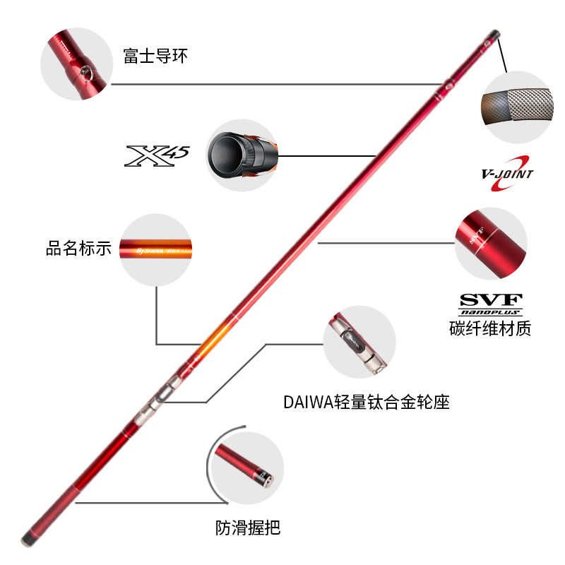 DAIWA达亿瓦 新款 BJ SNIPER 红杰克 前打竿定位竿碳素钓鱼竿,淘宝优惠券,粉丝福利购,淘宝优惠卷