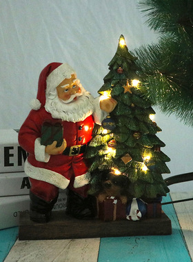 圣诞老人摆件LED灯光家居装饰品