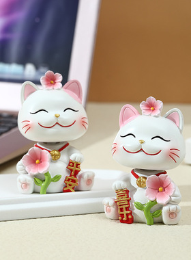 工艺樱花招财猫手机支架