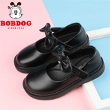 Черная детская обувь для кожаной обуви с бантиком для принцессы, мягкая подошва