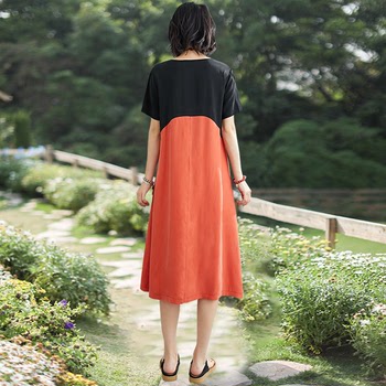 ຜ້າໄຫມ cupro ຜ້າໄຫມຂອງແມ່ຍິງ summer dress ວ່າງ temperament noble ແມ່ອາຍຸກາງ, high-end ຂະຫນາດໃຫຍ່ຊຸດຝຣັ່ງ