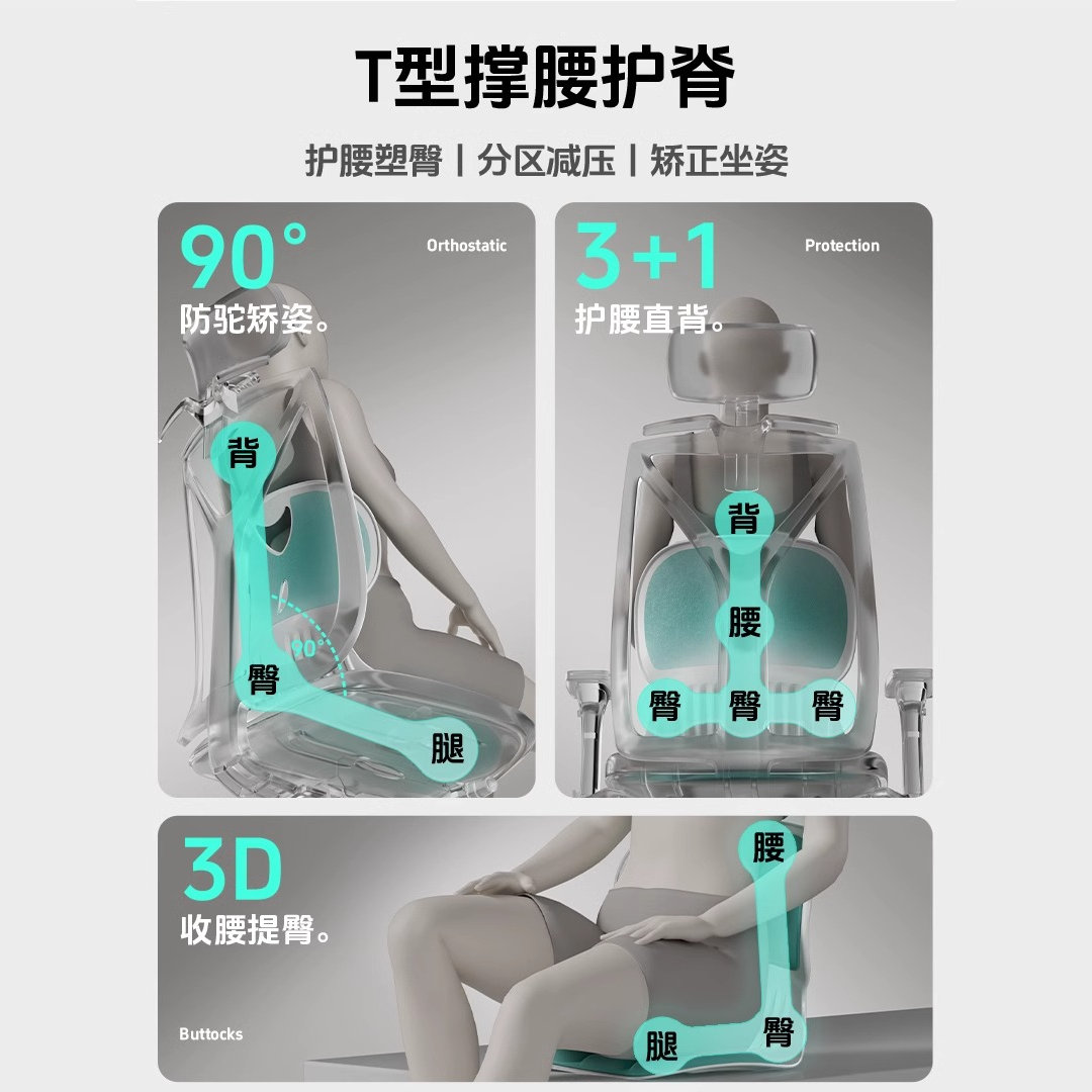 本博德国人体工学坐姿椅座椅靠垫护腰坐垫神器护腰坐姿椅防驼背