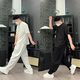 New summer fashion, thin and ice-sensing extremely simple short sleeves, slack and versatile straight casual pants solid color suit couple