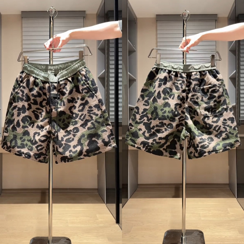 时尚迷彩潮流短裤男士夏季新款高级感豹纹设计短裤情侣舒适高质量 - 图1