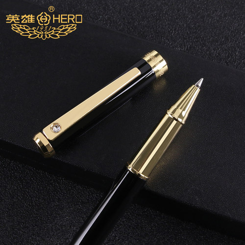 免费定制英雄A06宝珠签字中性笔金商务会议礼品属笔杆圆珠黑水笔 - 图1