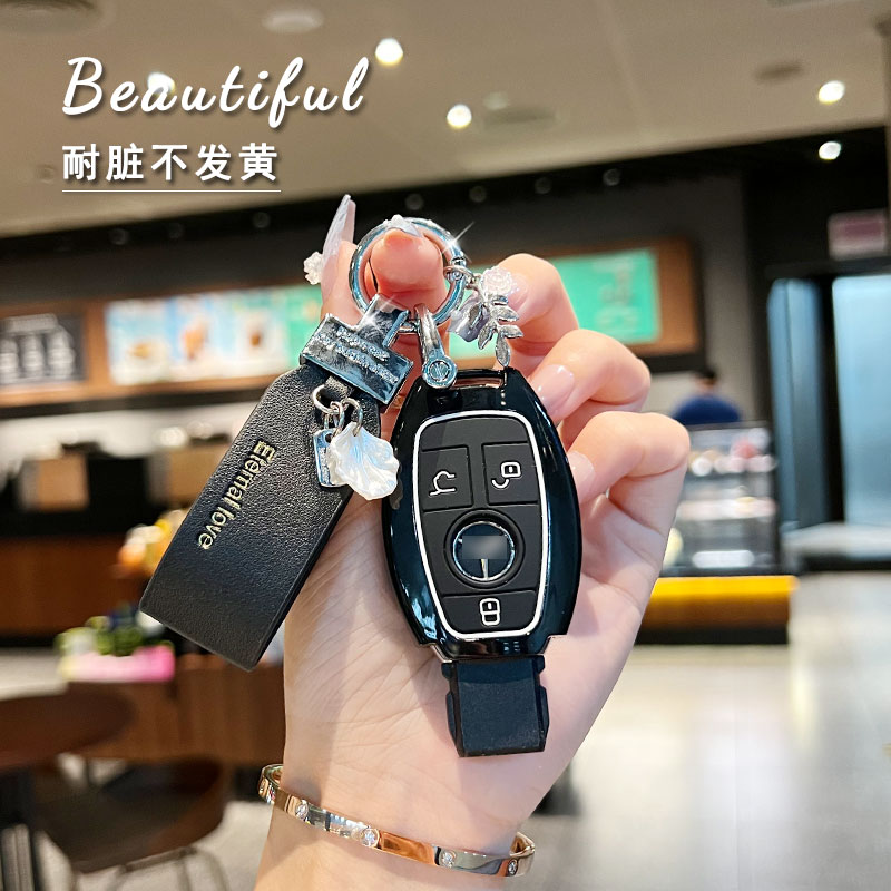 专用奔驰老款钥匙套S级C200L/a180gla200glc260E300L车高档扣女壳 - 图2