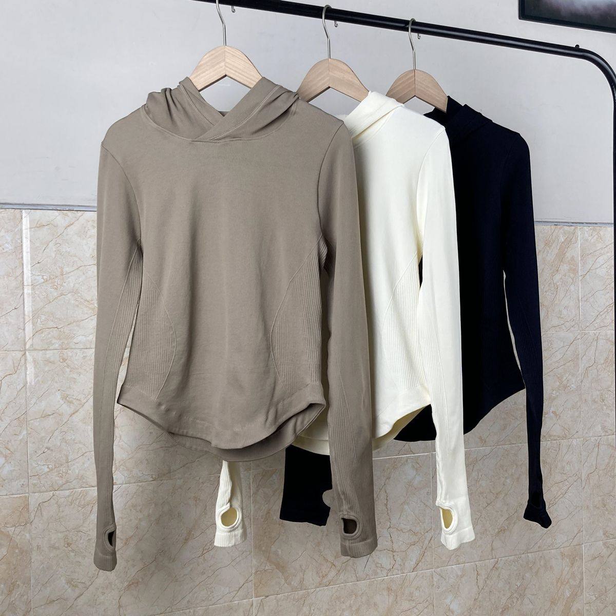 lu同款秋冬瑜伽服外套长袖连帽休闲修身健身针织高弹力速干卫衣,淘宝优惠券,粉丝福利购,淘宝优惠卷