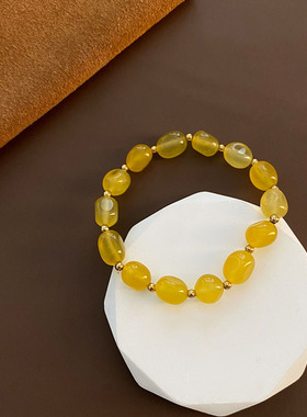 黄色轻奢手串女夏季精致小众设计时尚新款手饰