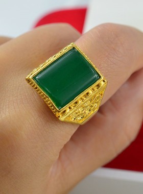 复古红绿黑宝石男戒子送父母玛瑙