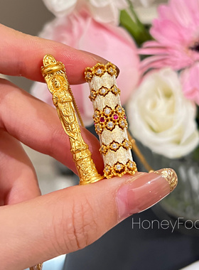 HONEY FOCUS 冬日焰火项链 金色轻奢随身佛项链 925银合成锆石