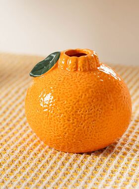 创意仿真橘子花瓶陶瓷水培器皿