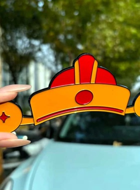 新年圣诞磁吸车标车贴创意财神帽