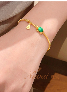 民族风足金999黄金乌龟富甲一方吉字小葫芦吊坠红绳手链手串礼物