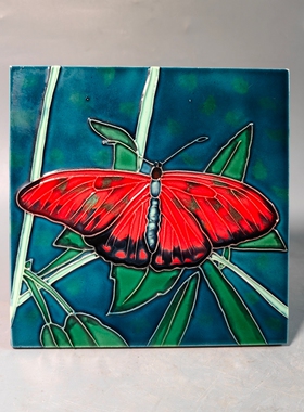 手绘立体三彩瓷板画现代装饰