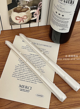 欧式浪漫轻奢长杆珍珠蜡烛摆件