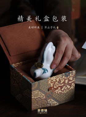 手绘青花瓷马生肖年礼品景德镇