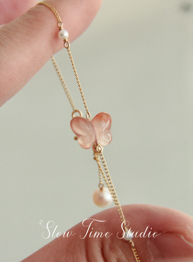 天然珍珠蝴蝶款手链手串