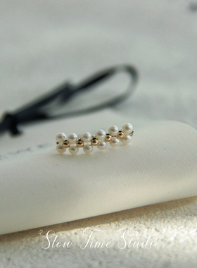 天然淡水珍珠戒指近正圆极光法式女款轻奢小众原创保色不褪色指环