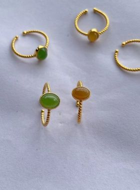 男女s925银简约镶嵌宝石戒指开口