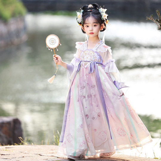 Hanfu Girls 2025 New Spring and Autumn Ancient Style Super Fairy Little Girl Tang Suit Chinese Style Children's Ancient Costume Skirt Autumn