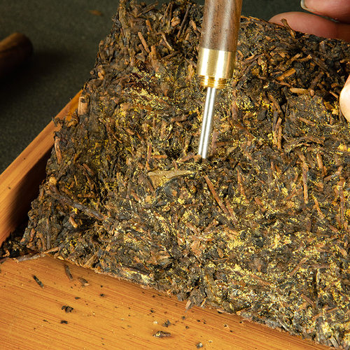 湖南安化黑茶陈年老茯砖金花黑茶正宗茶叶正品一斤装砖茶安华黑茶 - 图0
