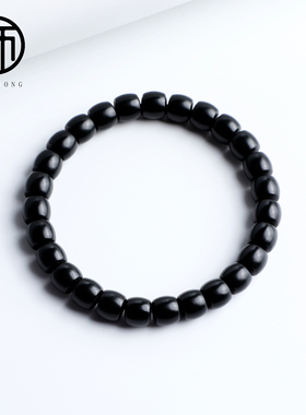 收藏级精工极限弧天然新疆和田玉塔青一细直切手串7-8mm