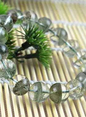 水晶单圈手串【聚宝盘】手链手饰天然绿幽灵男女款赠送鉴定书