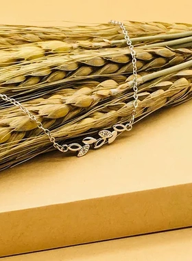 树叶子项链饰品柳树仿纯银银扣女款锆石百搭韩版锁骨链巧兰轩