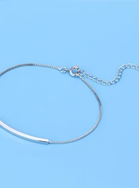 巧兰轩手链配饰女潮流欧美时尚弯管S925细款半圆仿设计感简约纯银