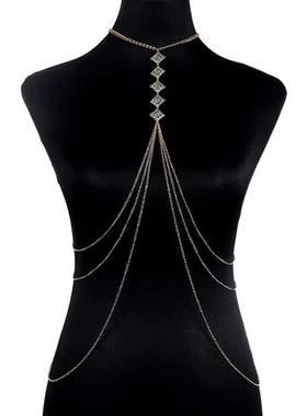 字母外贸饰品珍珠金色锁骨链链条直销欧美时尚百搭身体链