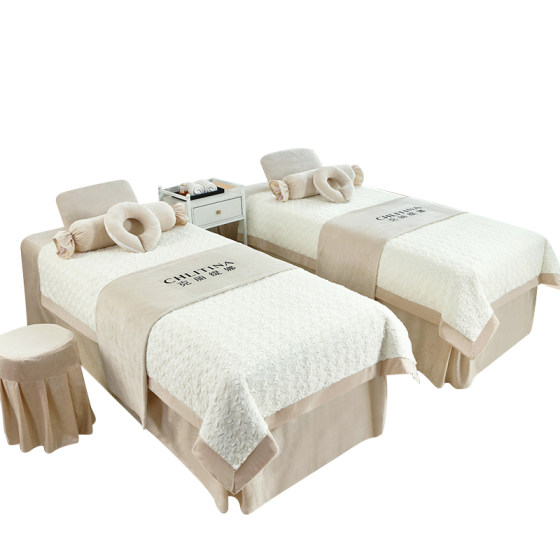 Beauty bed cover four-piece set, light luxury and high-end beauty salon bed cover, milk velvet massage therapy special autumn and winter sheets