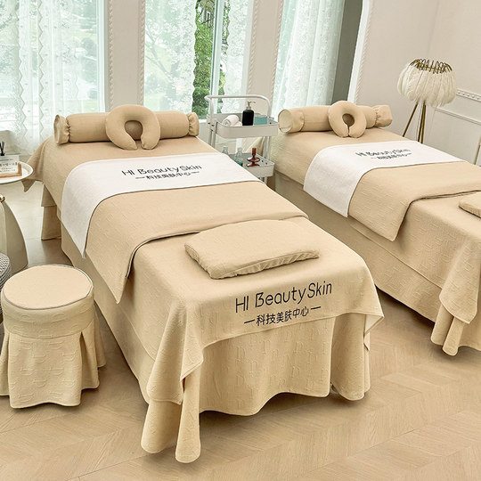 Internet celebrity cream beauty bed cover four-piece set light luxury high-end new knitted cotton simple massage bed cover four seasons
