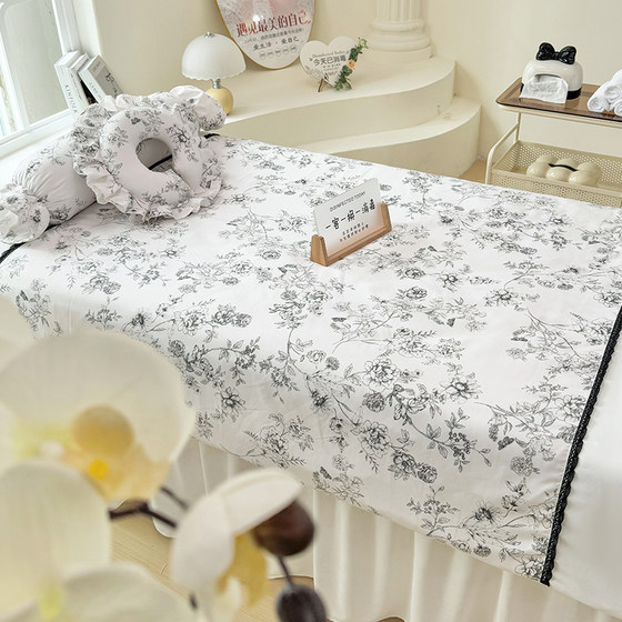 High-end beauty bed cover four-piece set spring and summer high-end 2026 soft cotton beauty salon massage therapy three-piece set four seasons