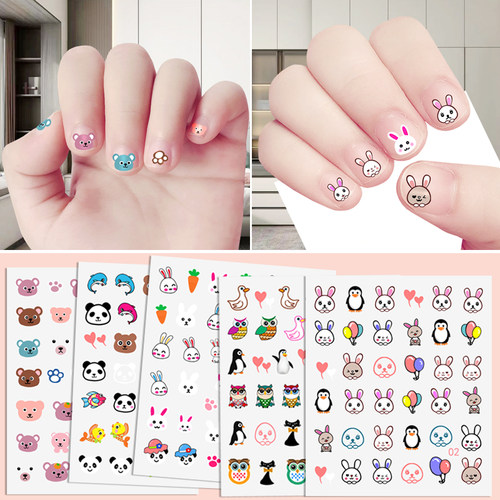 儿童卡通指甲贴女孩星星月亮爱心美甲贴纸宝宝防啃手戒吃手指神器 - 图0