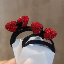 South Korea Flash Drill Strawberry Children Hair Cord Cute Princess Hair Ring Woman Zama Tail Leather Fascia Hair Accessories Hairpin