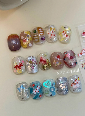 新年彩色小马美甲贴纸马年立体