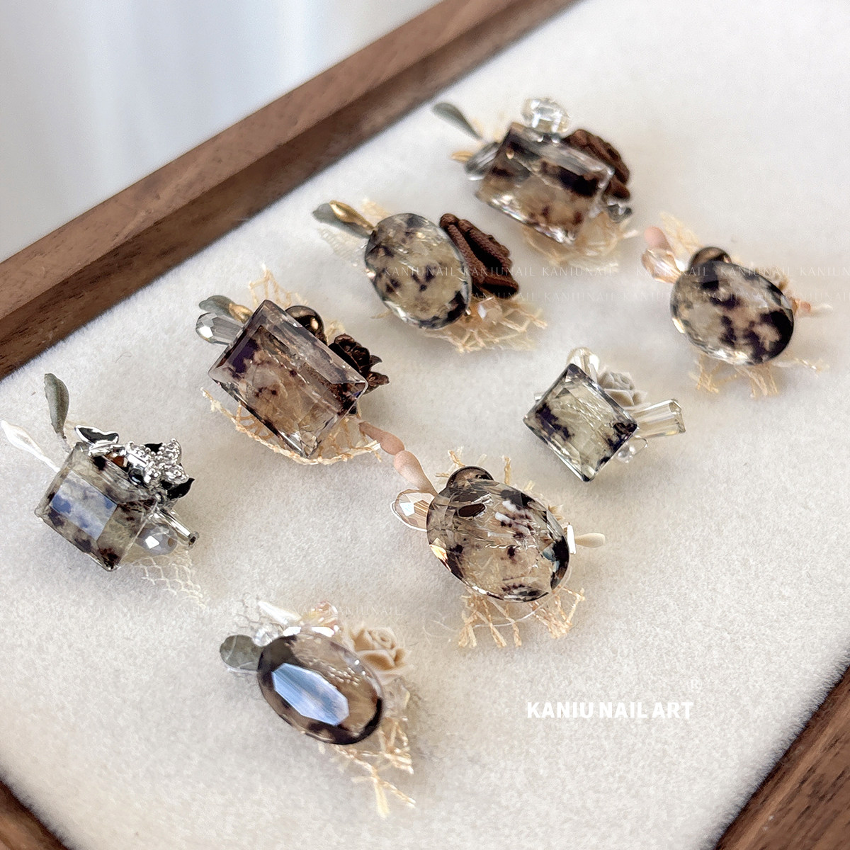 复古感美甲成品山茶花冰糖堆堆钻饰品欧根纱高定玫瑰花水晶堆钻球,淘宝优惠券,粉丝福利购,淘宝优惠卷