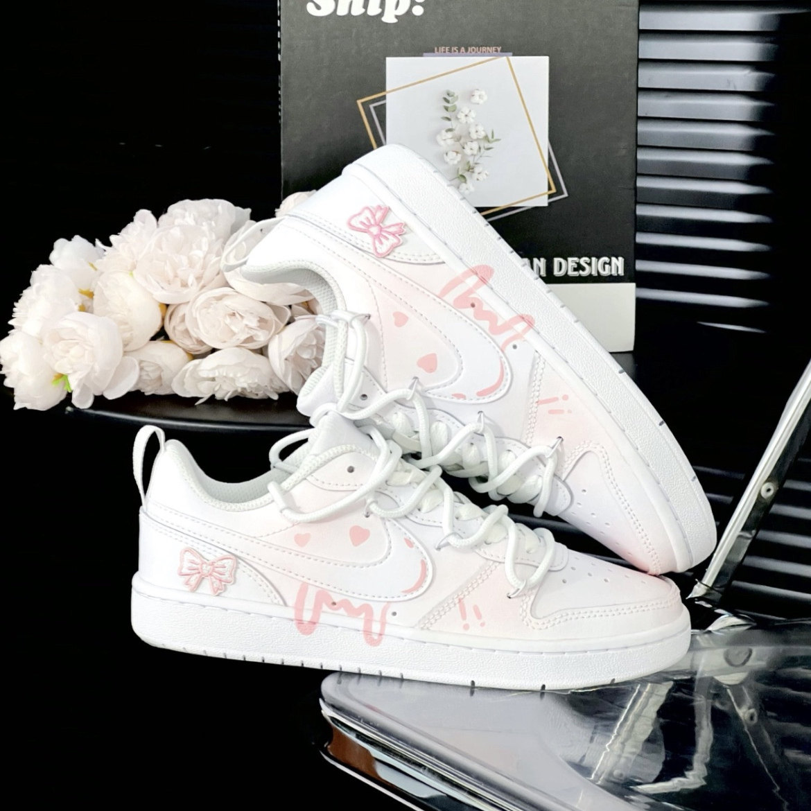 球鞋定制耐克Nike Court Borough Low樱花粉邂逅清新低帮少女板鞋,淘宝优惠券,粉丝福利购,淘宝优惠卷