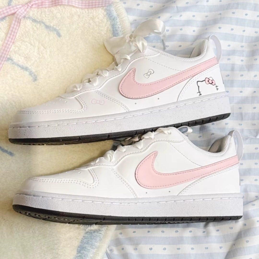 正品定制球鞋 Nike Court Borough 粉色猫咪温柔可爱清新低帮板鞋,淘宝优惠券,粉丝福利购,淘宝优惠卷