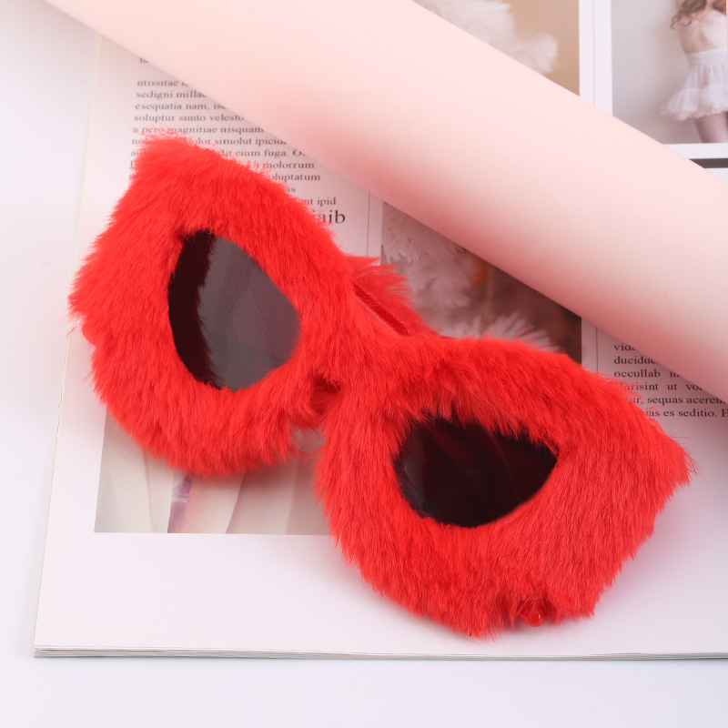 Same plush sunglasses for women, fashionable cat eye sungla - 图1