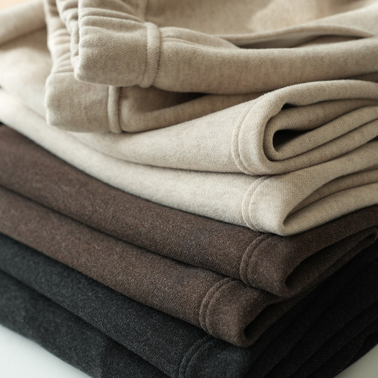 Versatile natural waist thick trousers wide leg pants