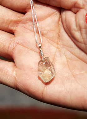 佛言佛语 自制绿水晶随形吊坠银链手工五行招财护身平安定制情侣