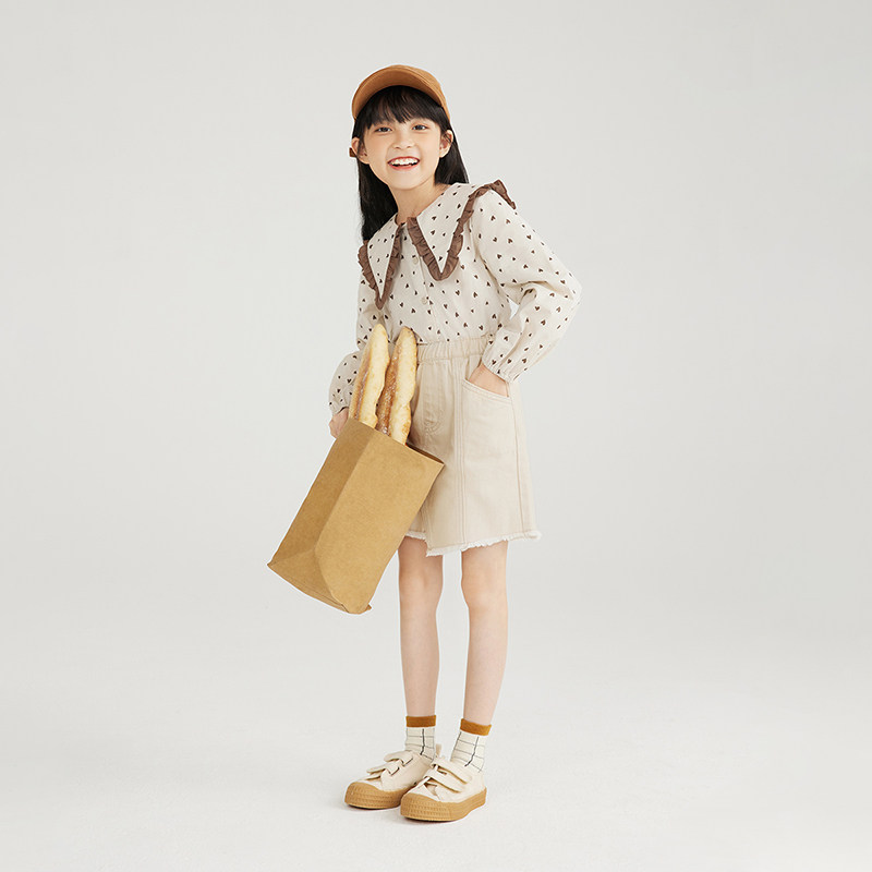 茵曼童装女童碎花上衣2022春秋衬衫 茵曼童装衬衫